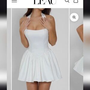 LEAU Hyades White Halter Corset Mini Dress Sz.M NWT